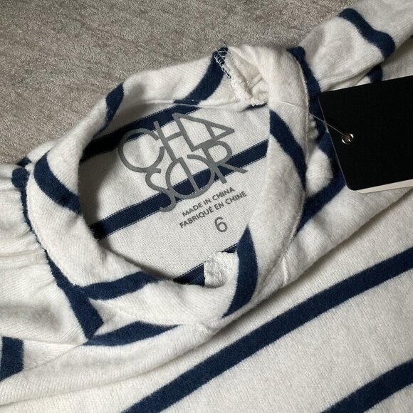 Girls CHASER NWT soft Stripped Short Sleeve top Blouse Blue Ivory Size 6 Preppy - Picture 6 of 7